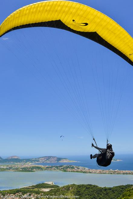 Imagem de uma paraquedas ja no ar de Niteroi.